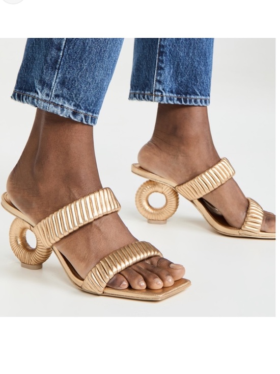 cult gaia Shoes - New Cult Gaia Valence Metallic Gold Wrapped O-Ring Heel Sandals Size 37 US 7